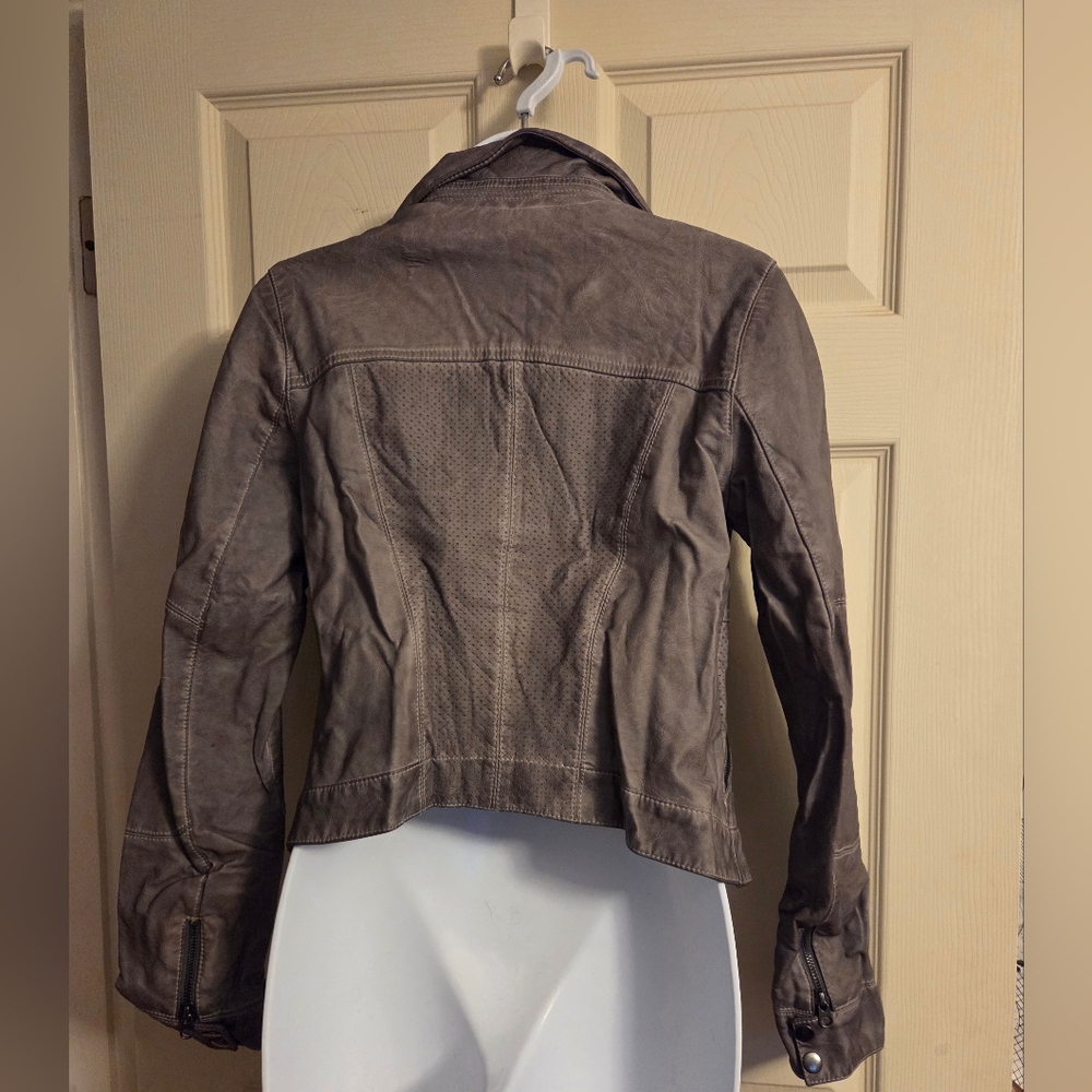 Women's Anthropologie Hei Hei Gray Faux Leather Jacket Small - Picture 3 of 16